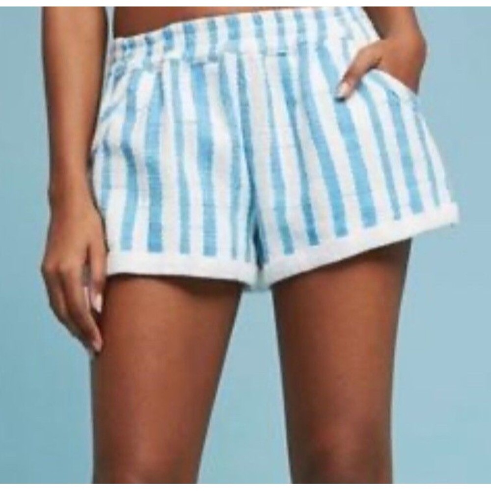 Anthropologie  Lilka Blue & White Stripe Shorts Size Small